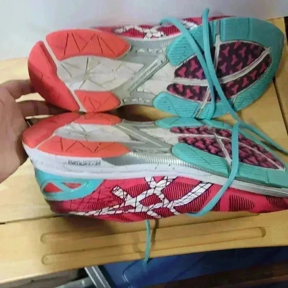 ASICS pink blue dynamic duomax running shoes sz 10.5 - Picture 6 of 7